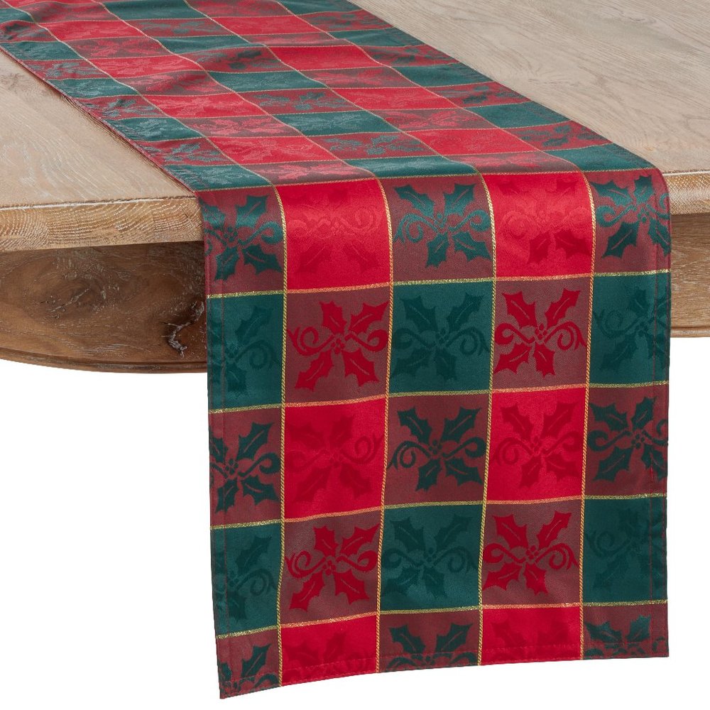 Red/Green Plaid Christmas Table Runner, 14" X 72"